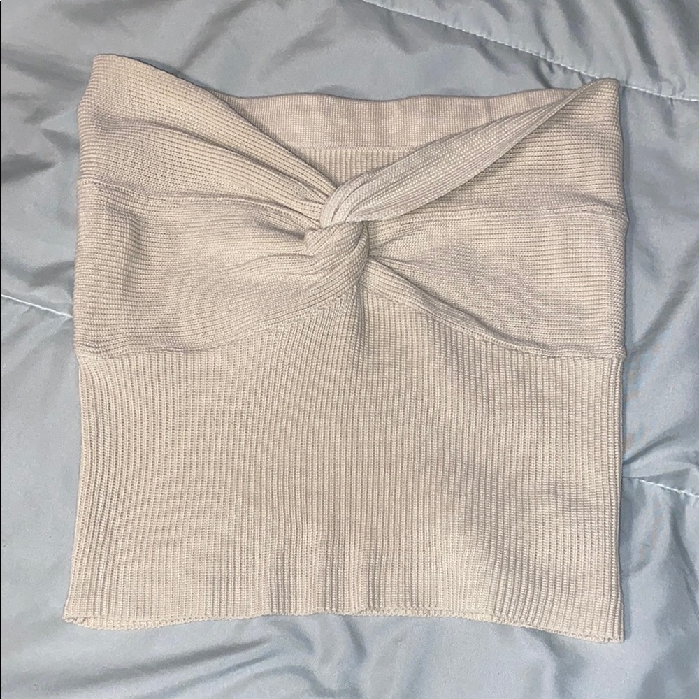 Cream Knotted Tube Top